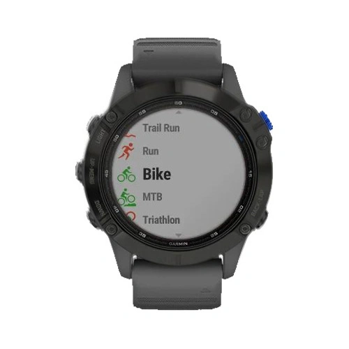 Часы Garmin Fenix 6 Solar серебристые с черным ремешком
